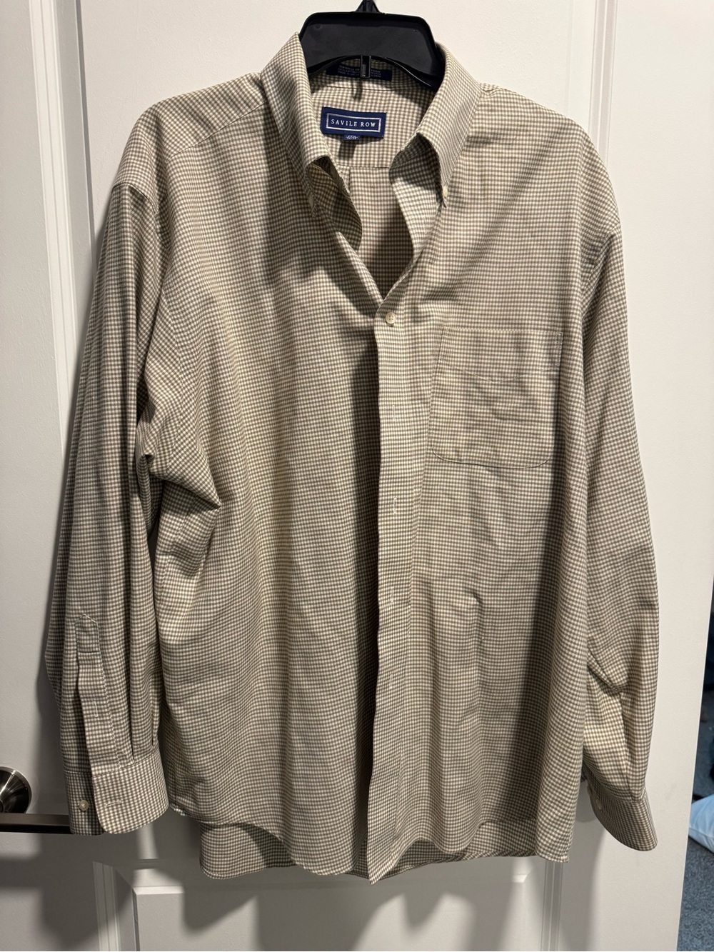 Savile Row Men’s 17.5 34/35 Brown Gingham Check Button Down Shirt